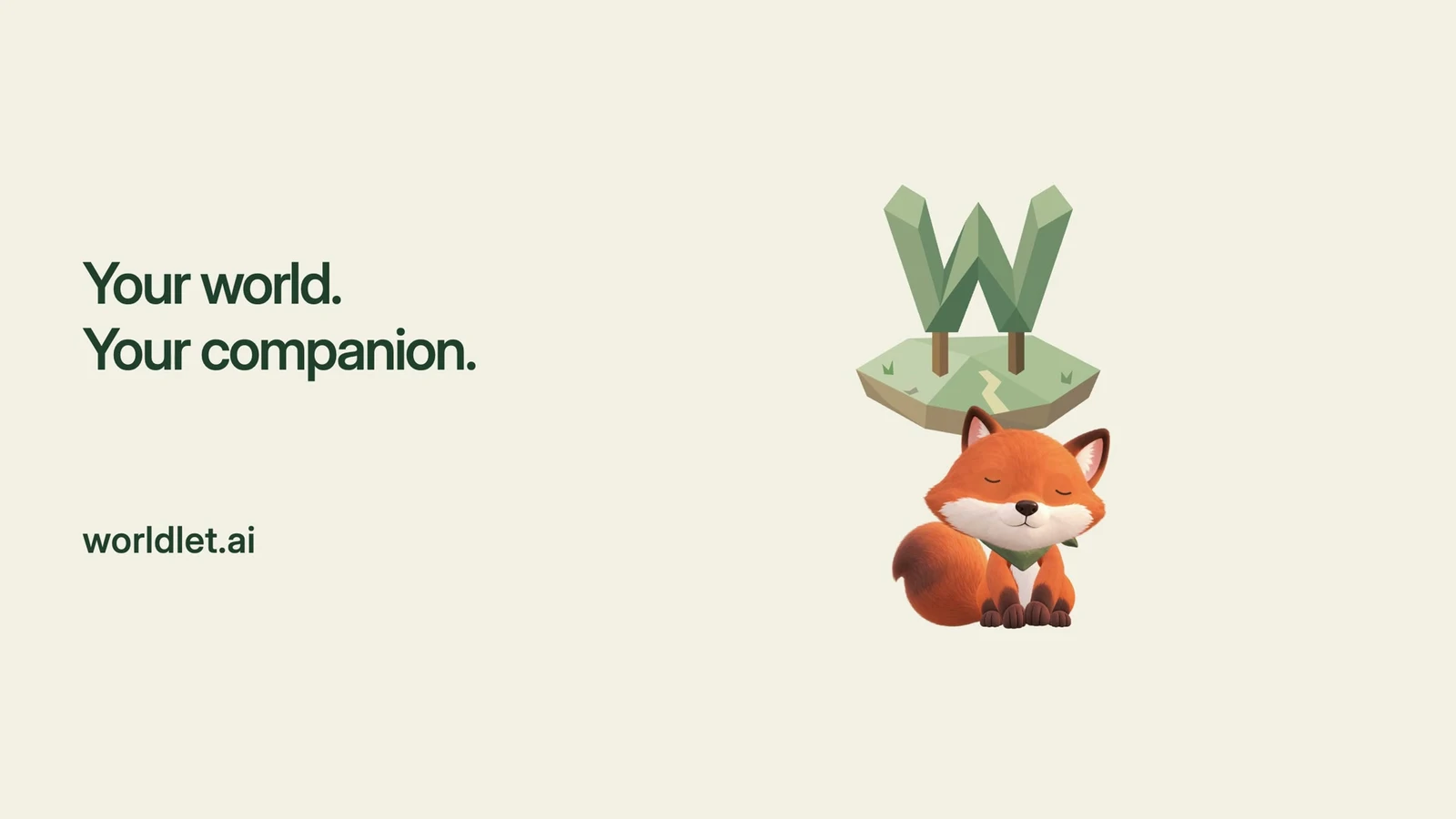 Fox sits beneath the Worldlet mark alongside worldlet.ai.